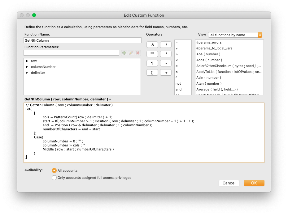 Yummy, a custom function!
