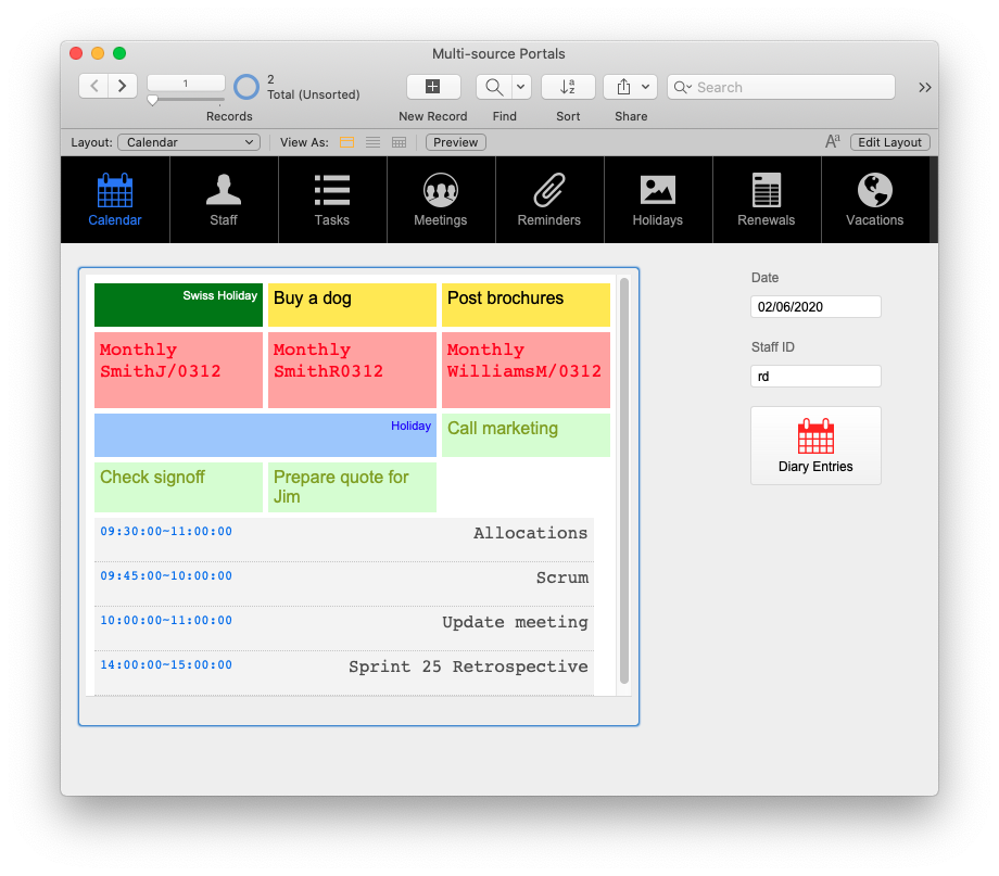 An example of a multi-source, multi column portal