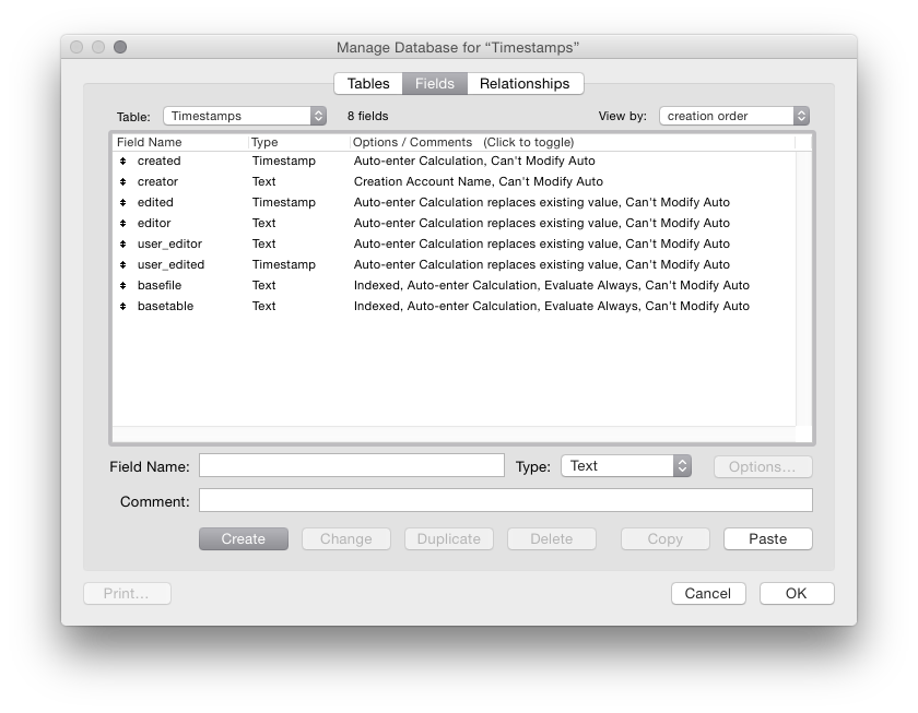 The field list we're aiming for...